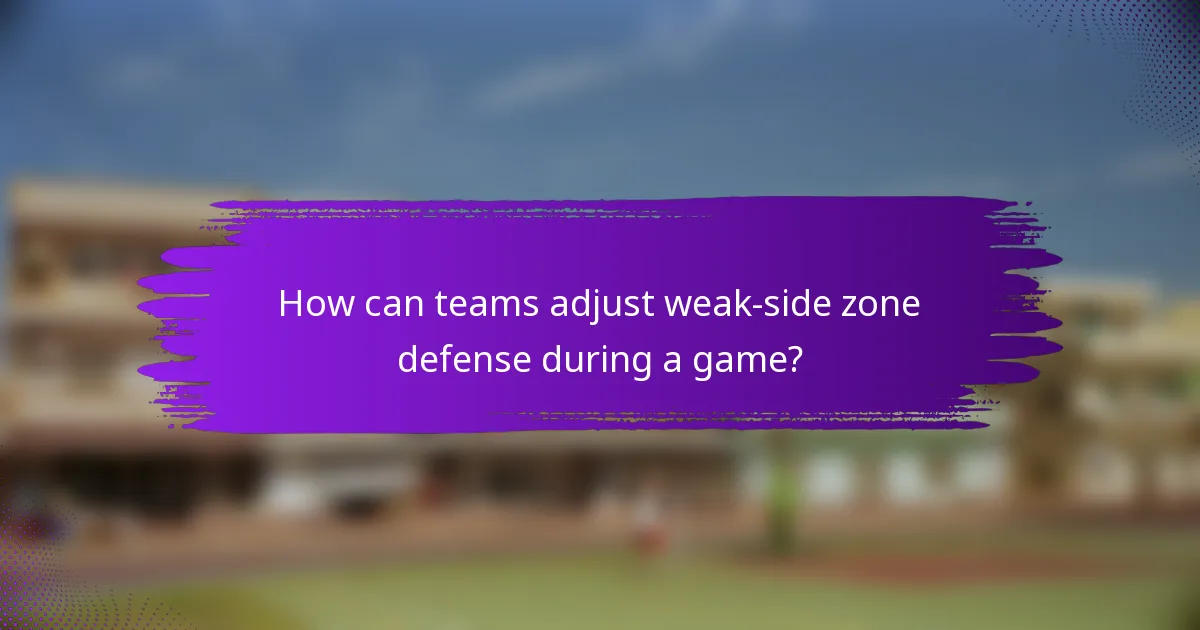 How can teams adjust weak-side zone defense during a game?